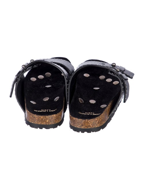 Saint Laurent Leather Studded Accents Slides