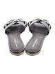Saint Laurent Patent Leather Leather Trim Embellishment Slides