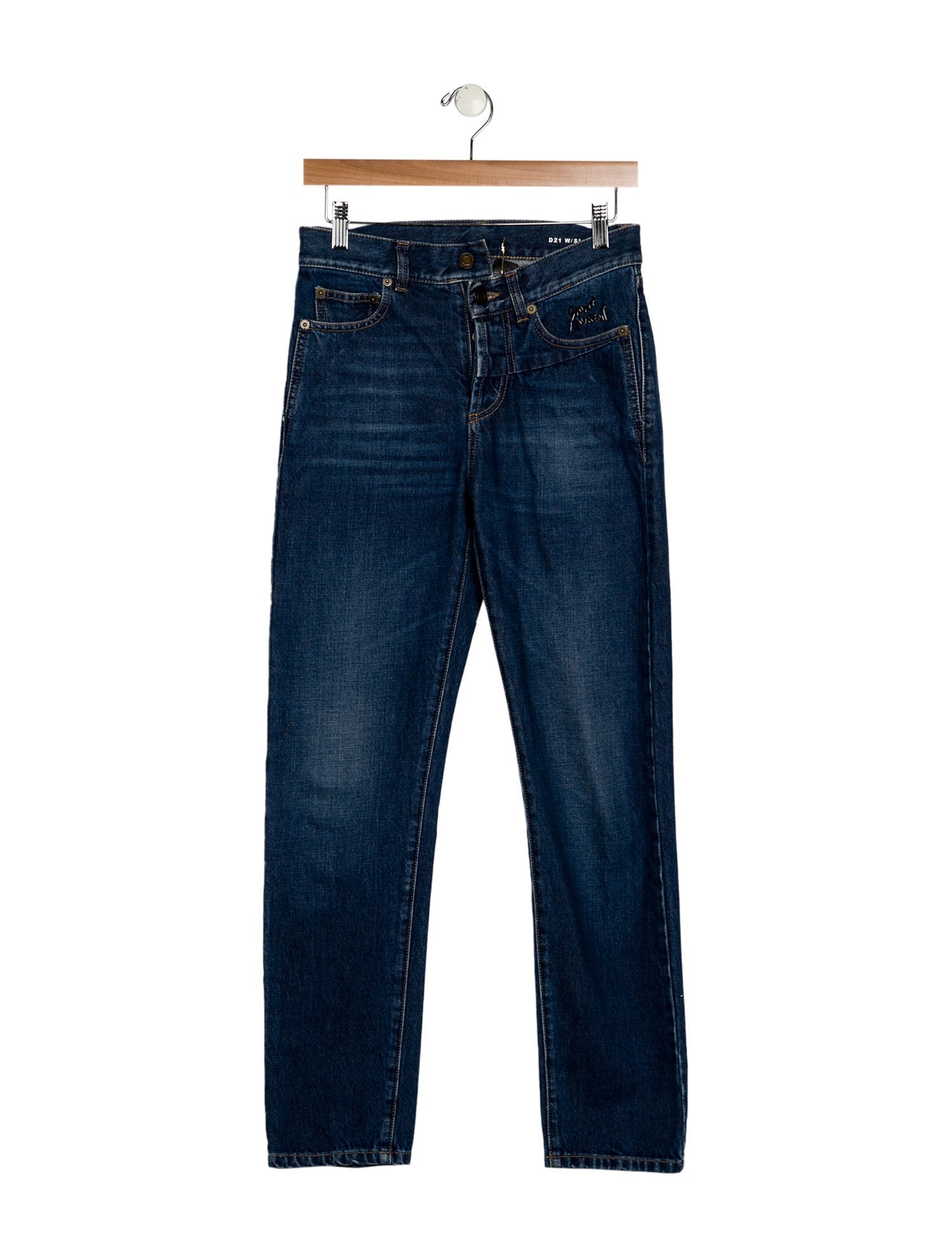 Saint Laurent High-Rise Straight Leg Jeans