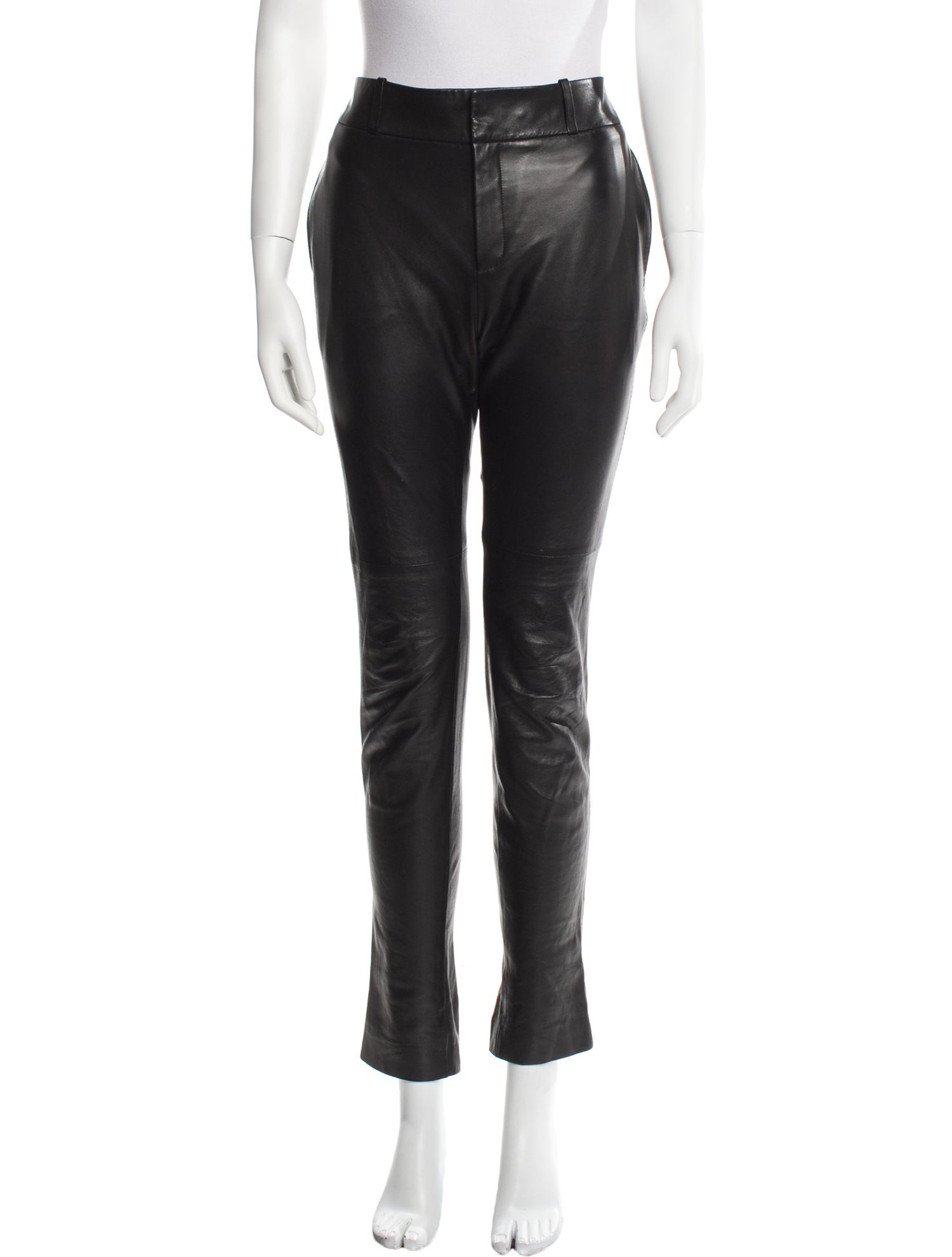 Saint Laurent Leather Straight Leg Pants