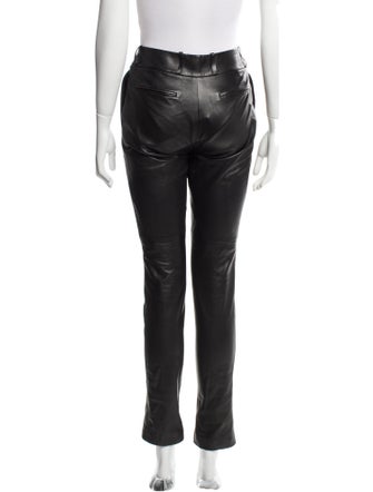 Saint Laurent Leather Straight Leg Pants