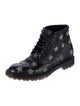 Saint Laurent Leather Graphic Print Combat Boots