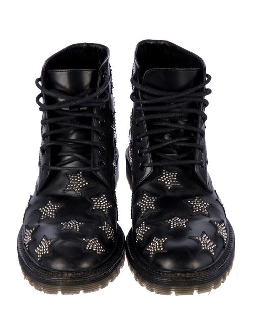 Saint Laurent Leather Graphic Print Combat Boots