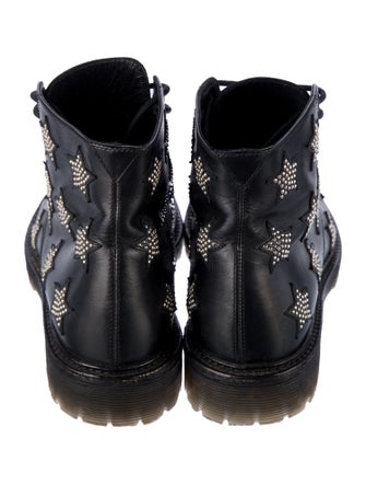 Saint Laurent Leather Graphic Print Combat Boots