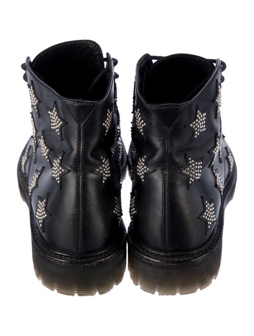 Saint Laurent Leather Graphic Print Combat Boots