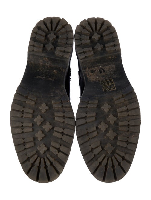 Saint Laurent Leather Graphic Print Combat Boots