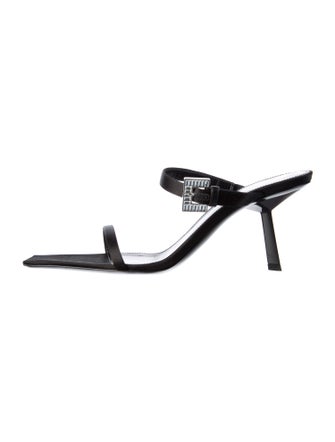 Saint Laurent Satin Crystal Embellishments Slides