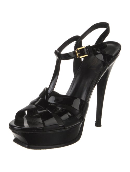 Saint Laurent Patent Leather T-Strap Sandals