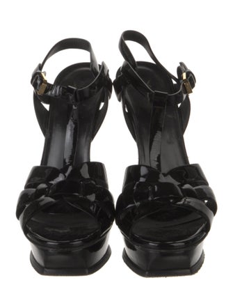 Saint Laurent Patent Leather T-Strap Sandals