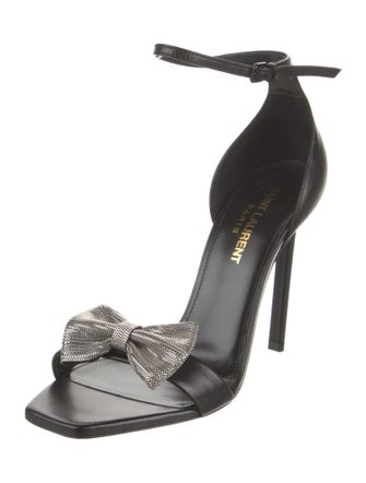 Saint Laurent Leather Bow Accents Sandals