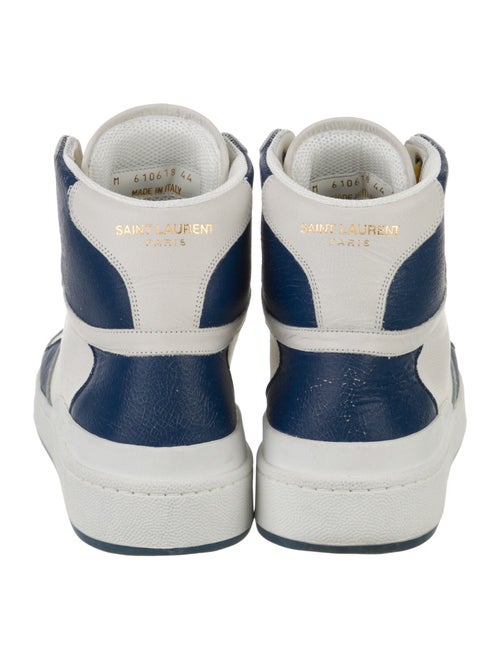 Saint Laurent Leather Colorblock Pattern Wedge Sneakers