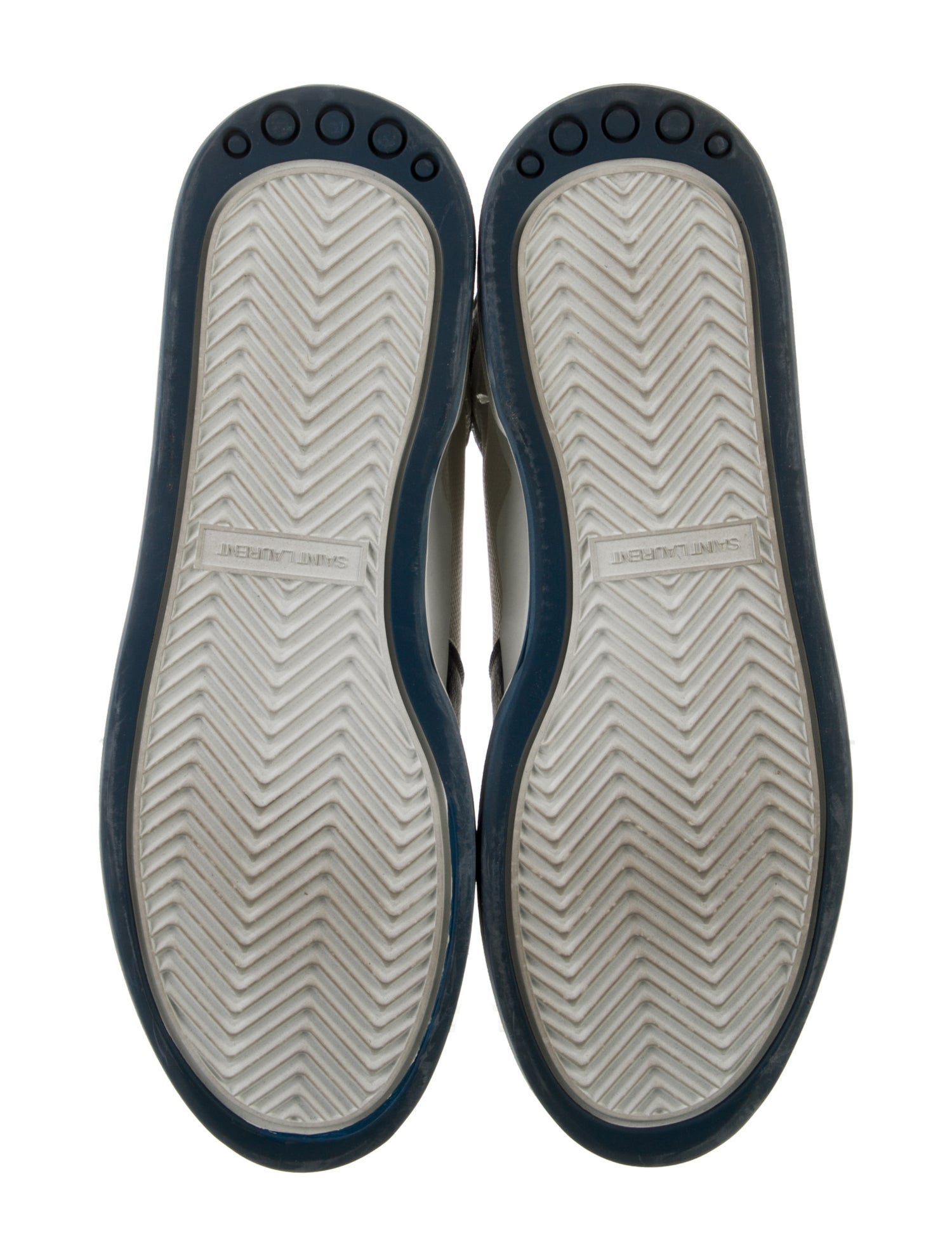 Saint Laurent Leather Colorblock Pattern Wedge Sneakers