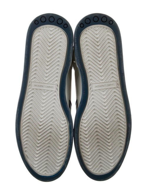 Saint Laurent Leather Colorblock Pattern Wedge Sneakers