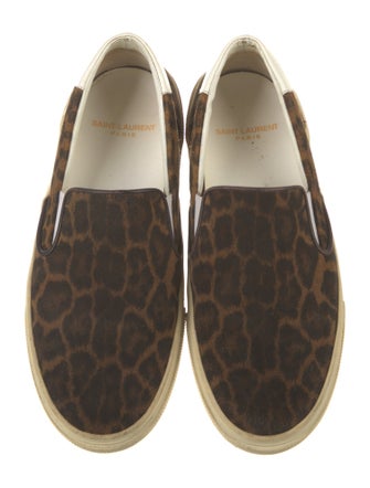 Saint Laurent Suede Animal Print Loafers