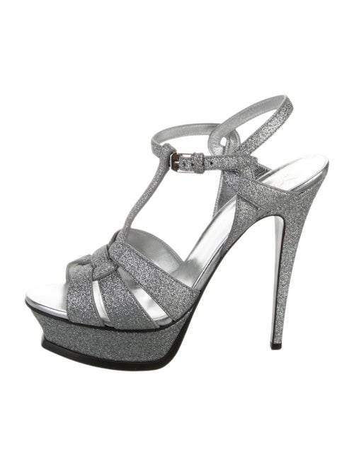 Saint Laurent Glitter T-Strap Sandals
