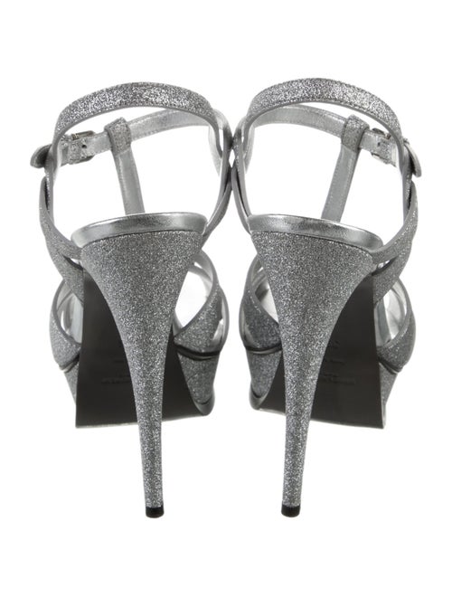Saint Laurent Glitter T-Strap Sandals