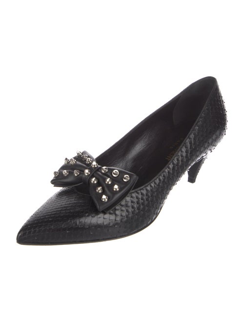 Saint Laurent Snakeskin Bow Accents Pumps