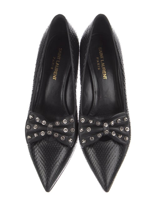 Saint Laurent Snakeskin Bow Accents Pumps