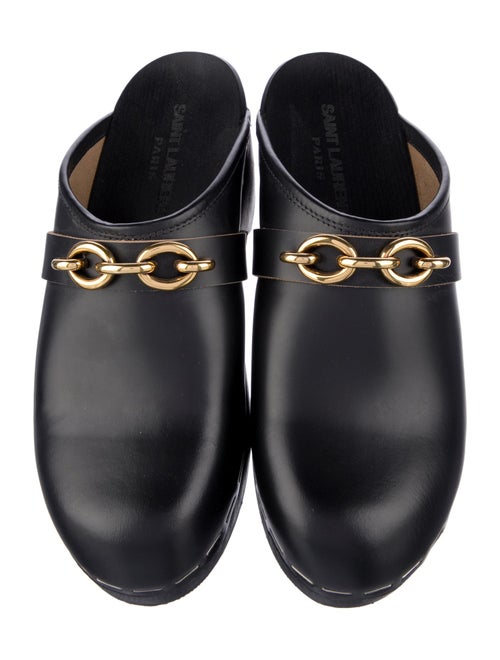Saint Laurent Leather Chain-Link Accents Mules