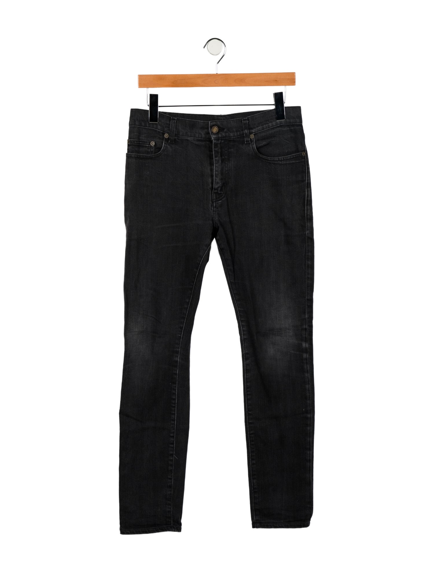 Saint Laurent D02 Wax-Coated Skinny Jeans - Black, 9.5