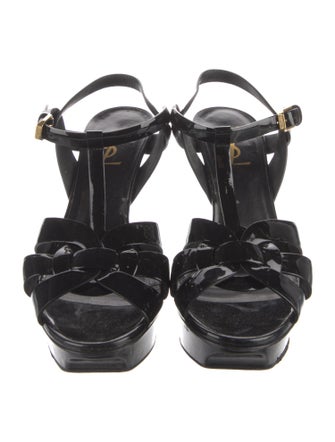 Saint Laurent Patent Leather T-Strap Sandals