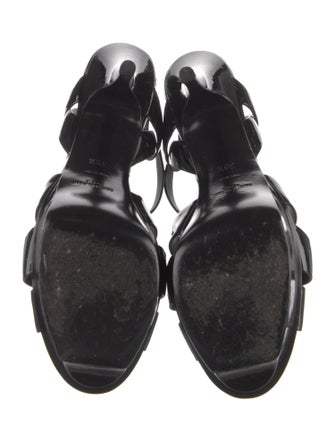Saint Laurent Patent Leather T-Strap Sandals