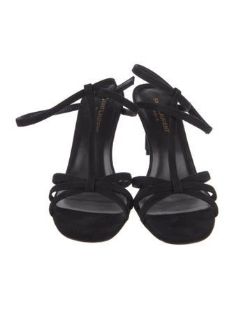 Saint Laurent Suede T-Strap Sandals