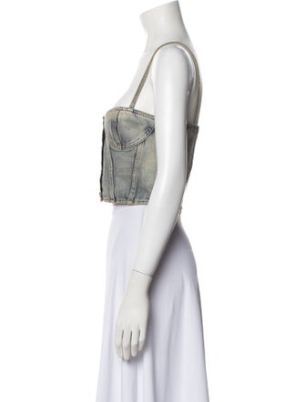 Saint Laurent Square Neckline Sleeveless Crop Top