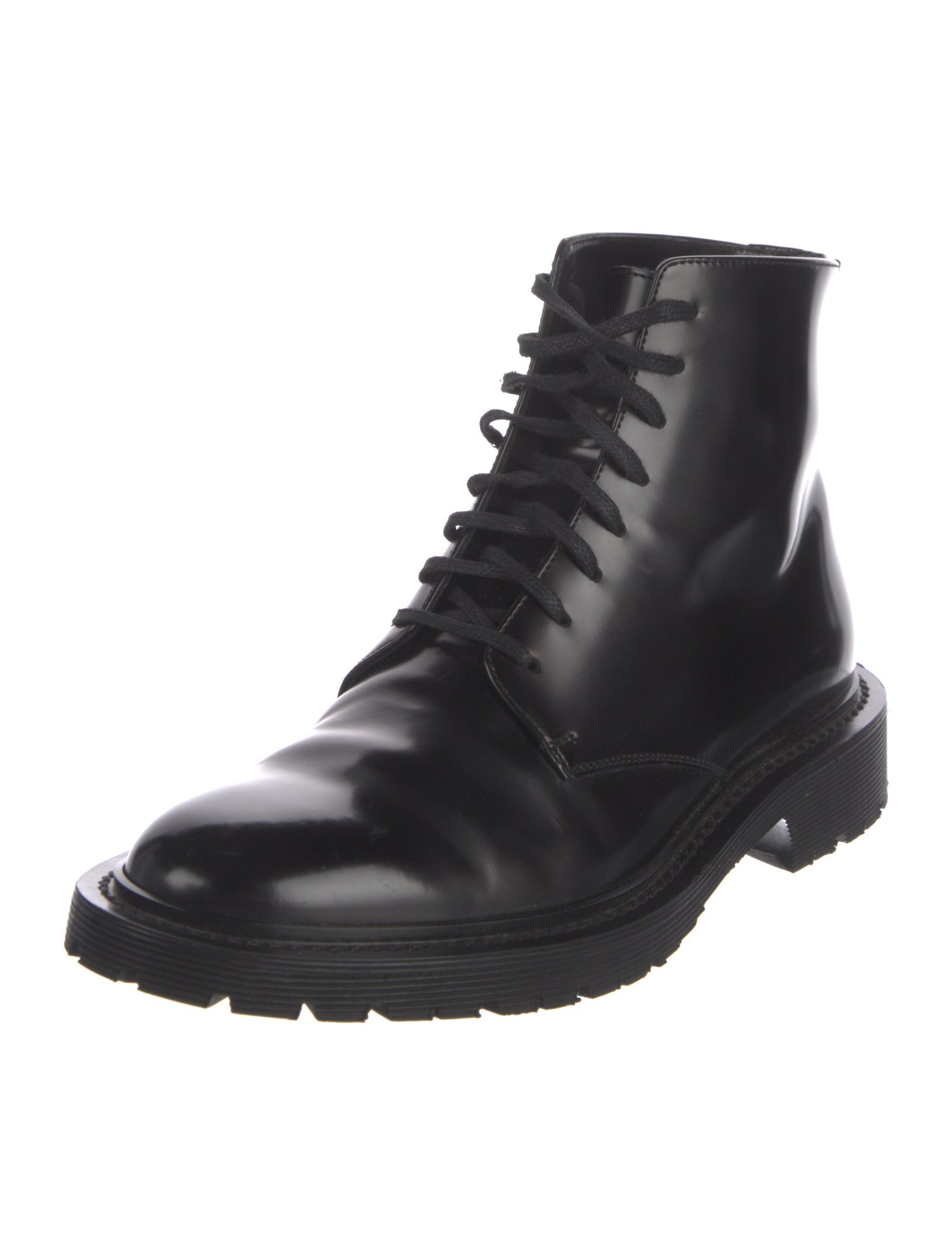 Saint Laurent Patent Leather Combat Boots