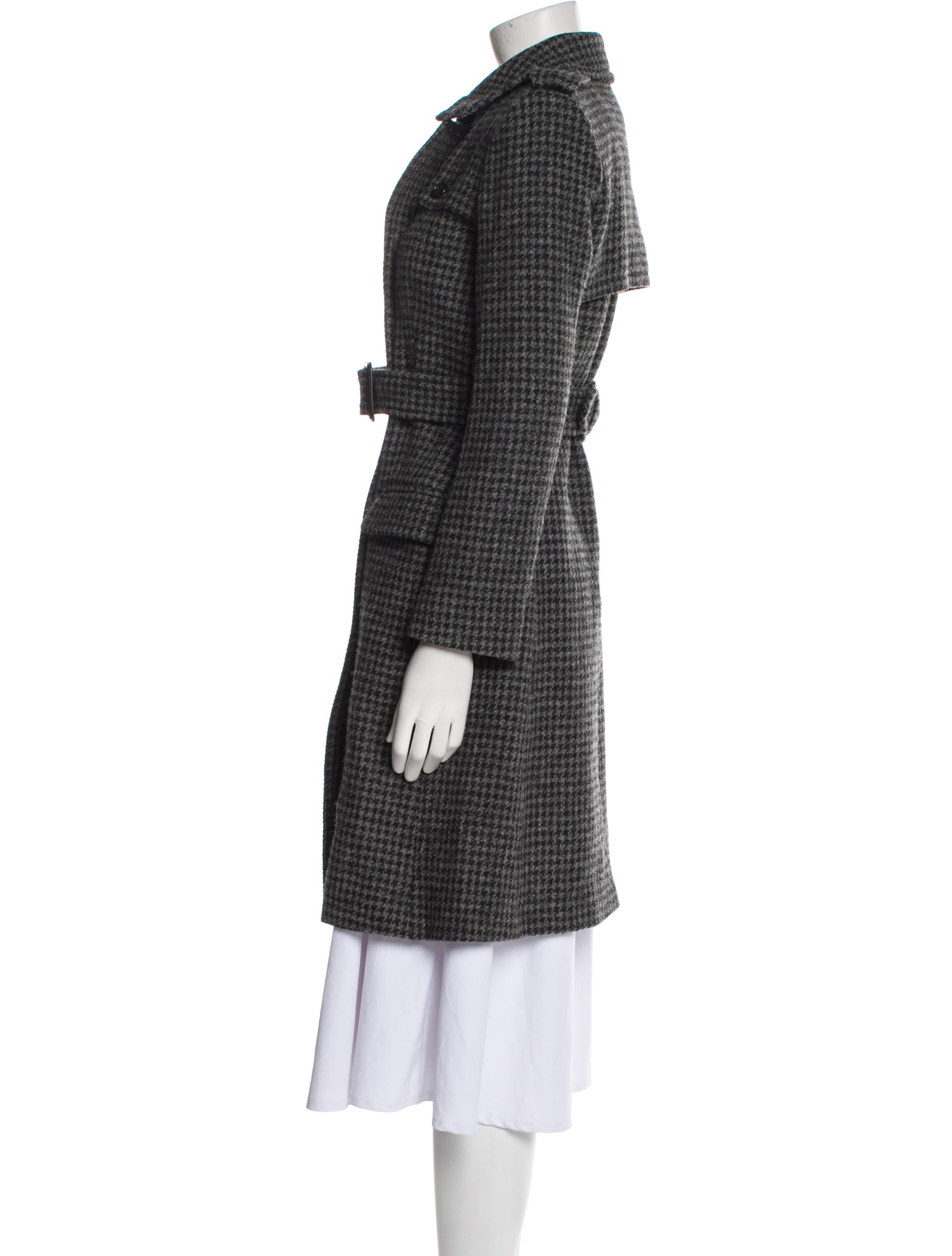 Saint Laurent Wool Houndstooth Print Peacoat