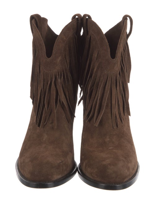 Saint Laurent Suede Fringe Trim Accent Western Boots