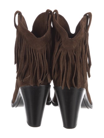 Saint Laurent Suede Fringe Trim Accent Western Boots
