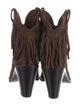 Saint Laurent Suede Fringe Trim Accent Western Boots