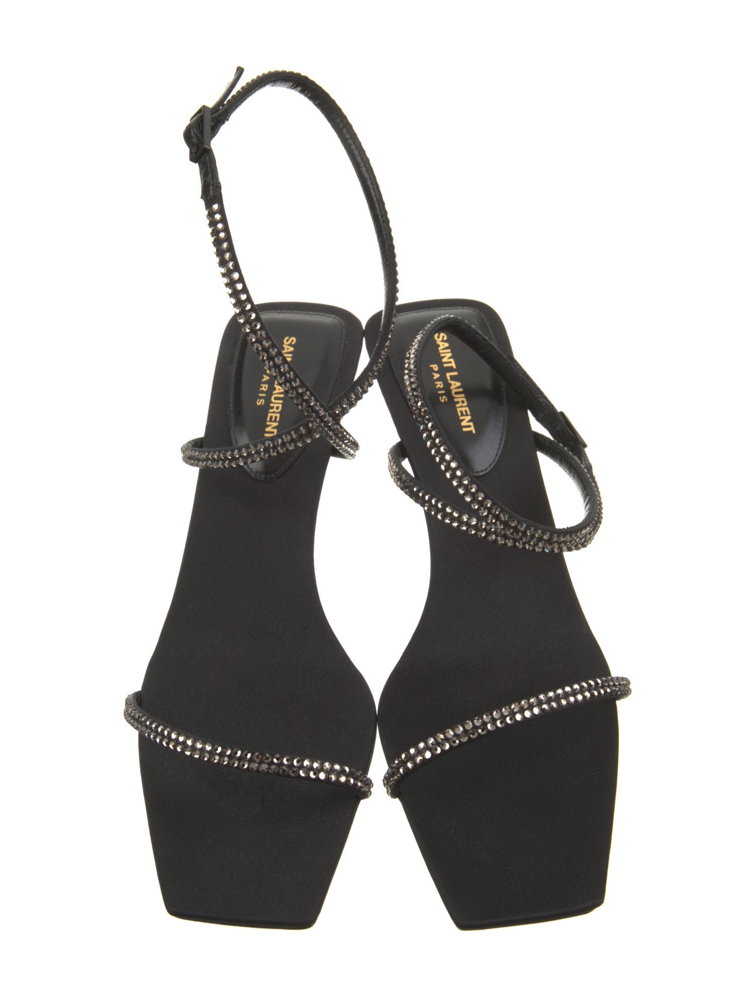 Saint Laurent Satin Crystal Embellishments Gladiator Sandals