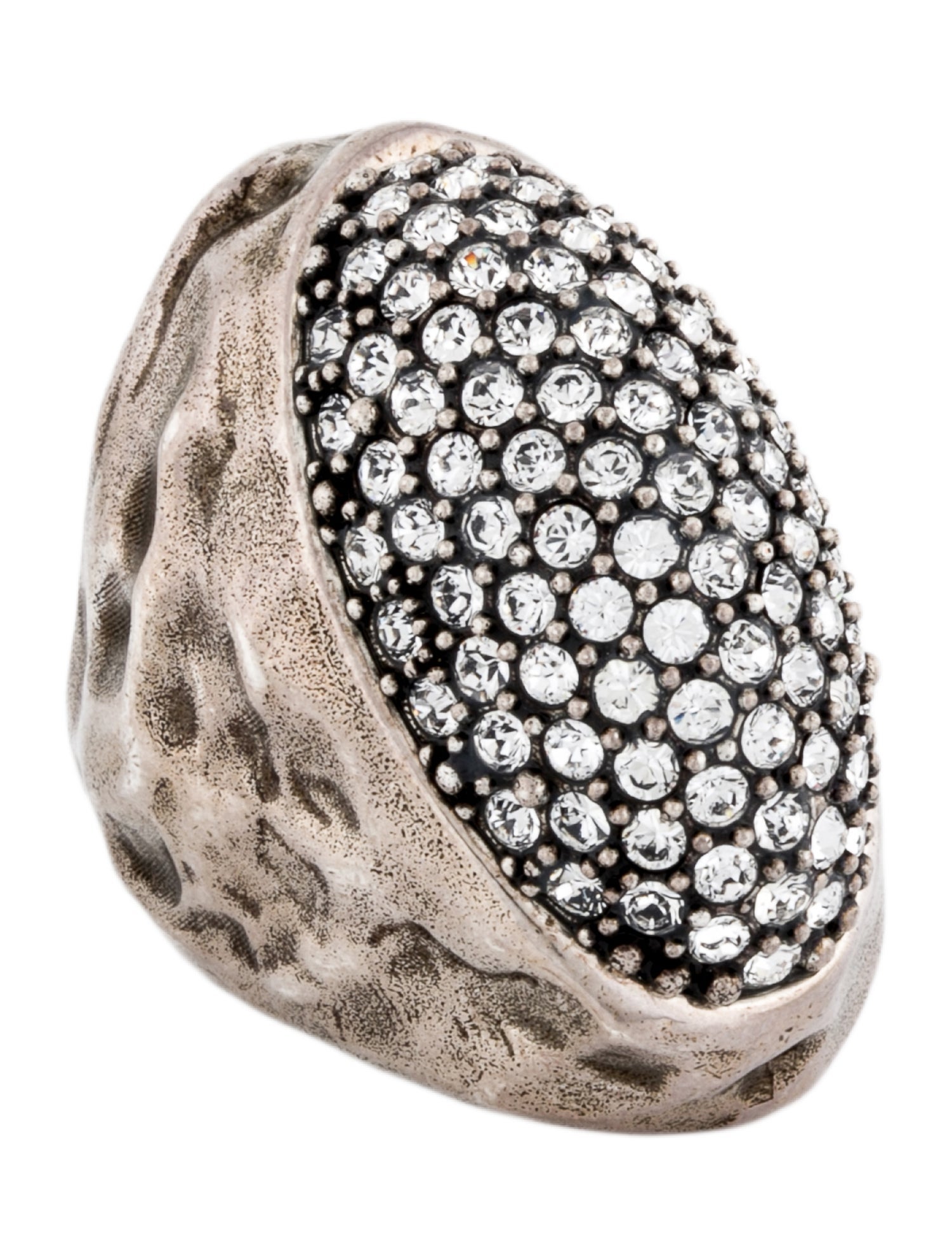 Saint Laurent Crystal Embellished Cocktail Ring