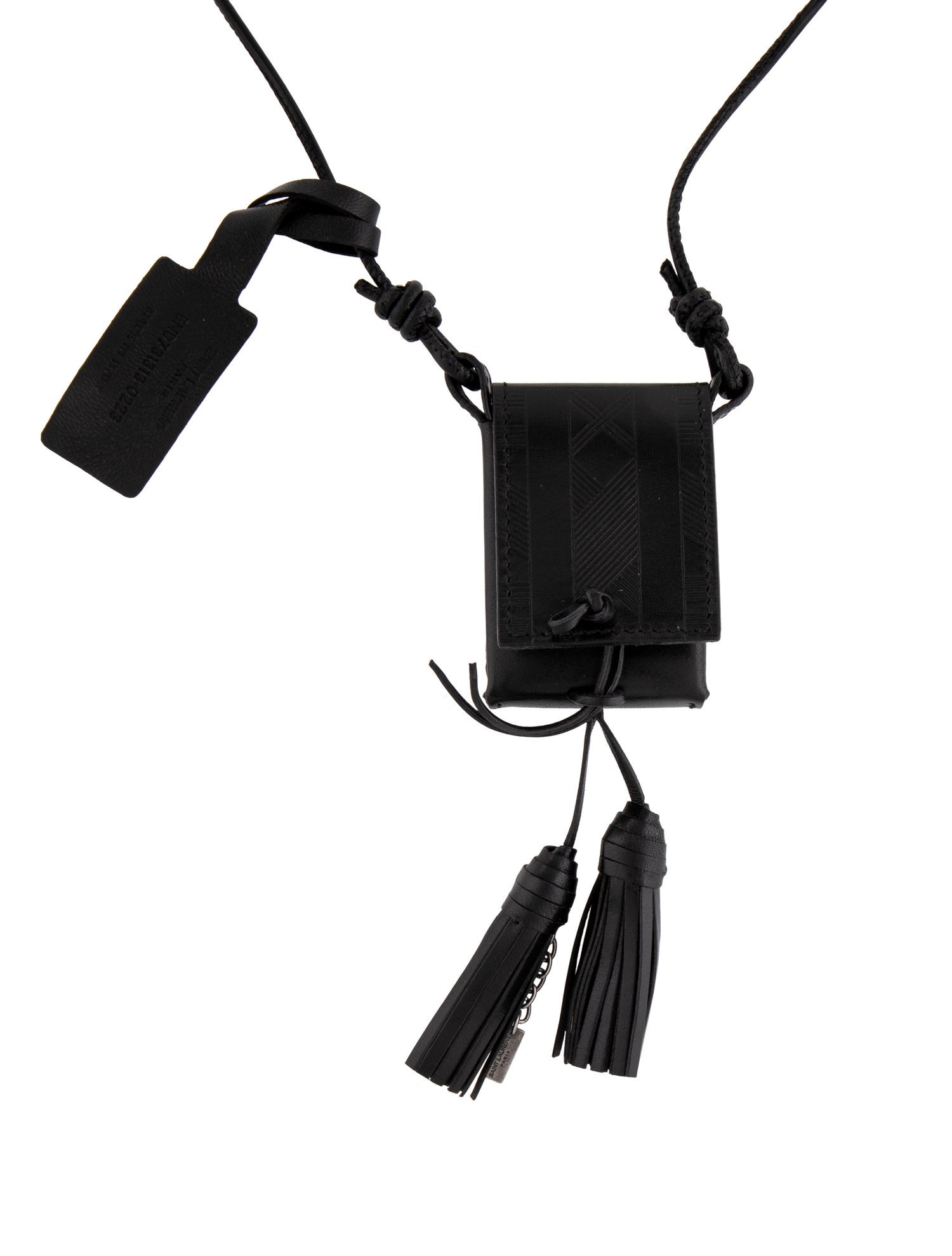 Saint Laurent Leather Long Tassel Bag Pendant Necklace