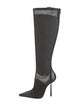 Saint Laurent Mesh Leather Trim Embellishment Sock Boots
