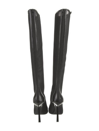 Saint Laurent Mesh Leather Trim Embellishment Sock Boots