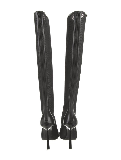 Saint Laurent Mesh Leather Trim Embellishment Sock Boots