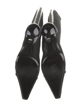 Saint Laurent Mesh Leather Trim Embellishment Sock Boots