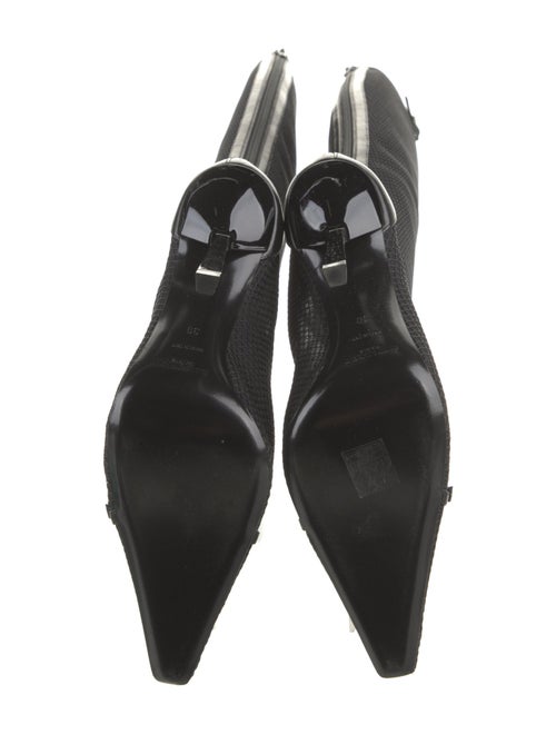 Saint Laurent Mesh Leather Trim Embellishment Sock Boots