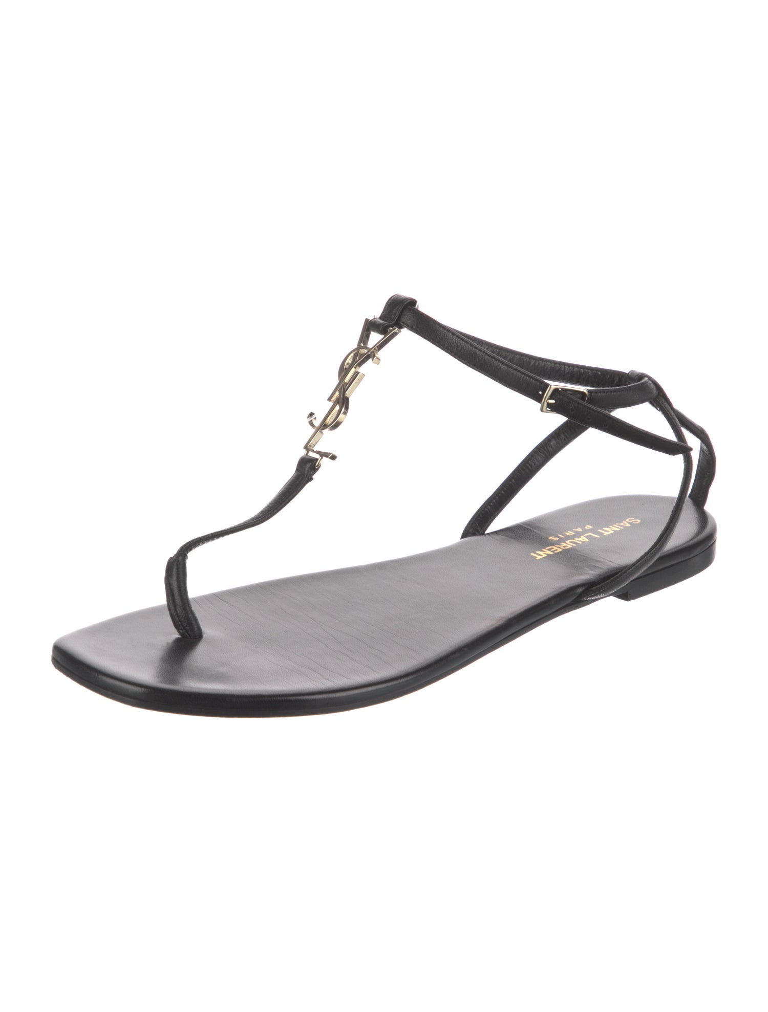 Saint Laurent Leather T-Strap Sandals