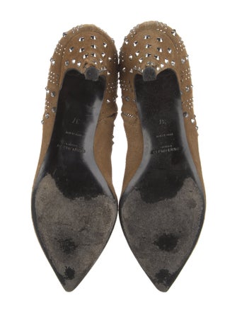 Saint Laurent Suede Studded Accents Boots