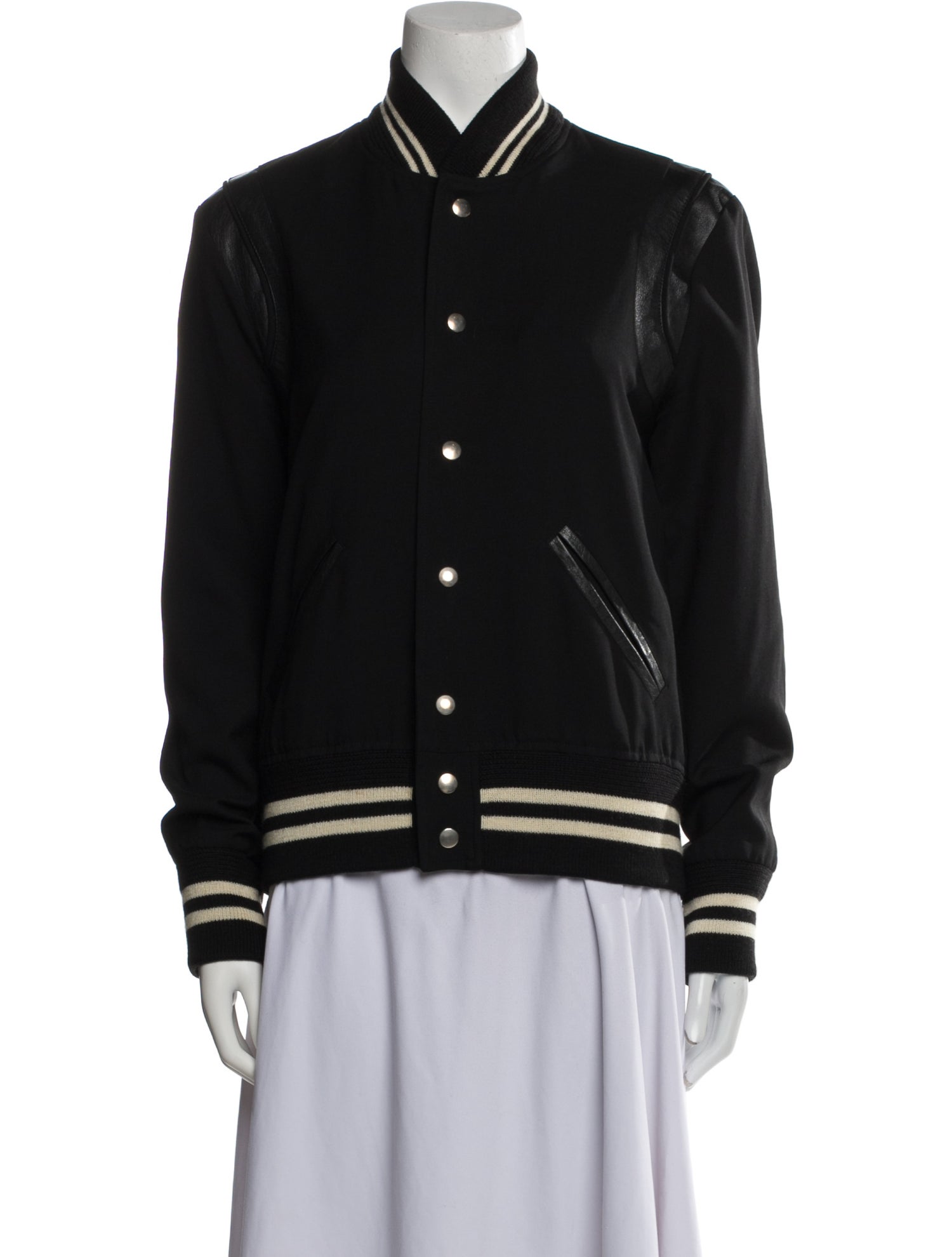 Saint Laurent Virgin Wool Striped Bomber Jacket