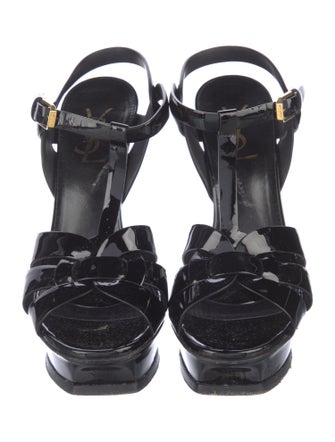 Saint Laurent Patent Leather T-Strap Sandals