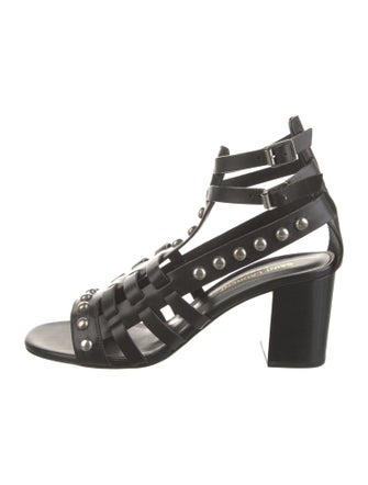 Saint Laurent Leather Studded Accents Gladiator Sandals