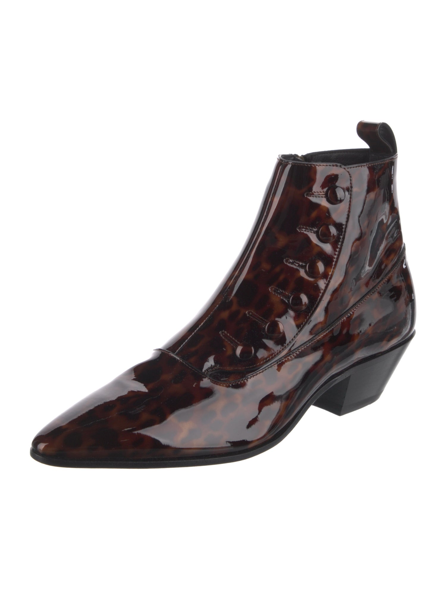 Saint Laurent Patent Leather Animal Print Chelsea Boots
