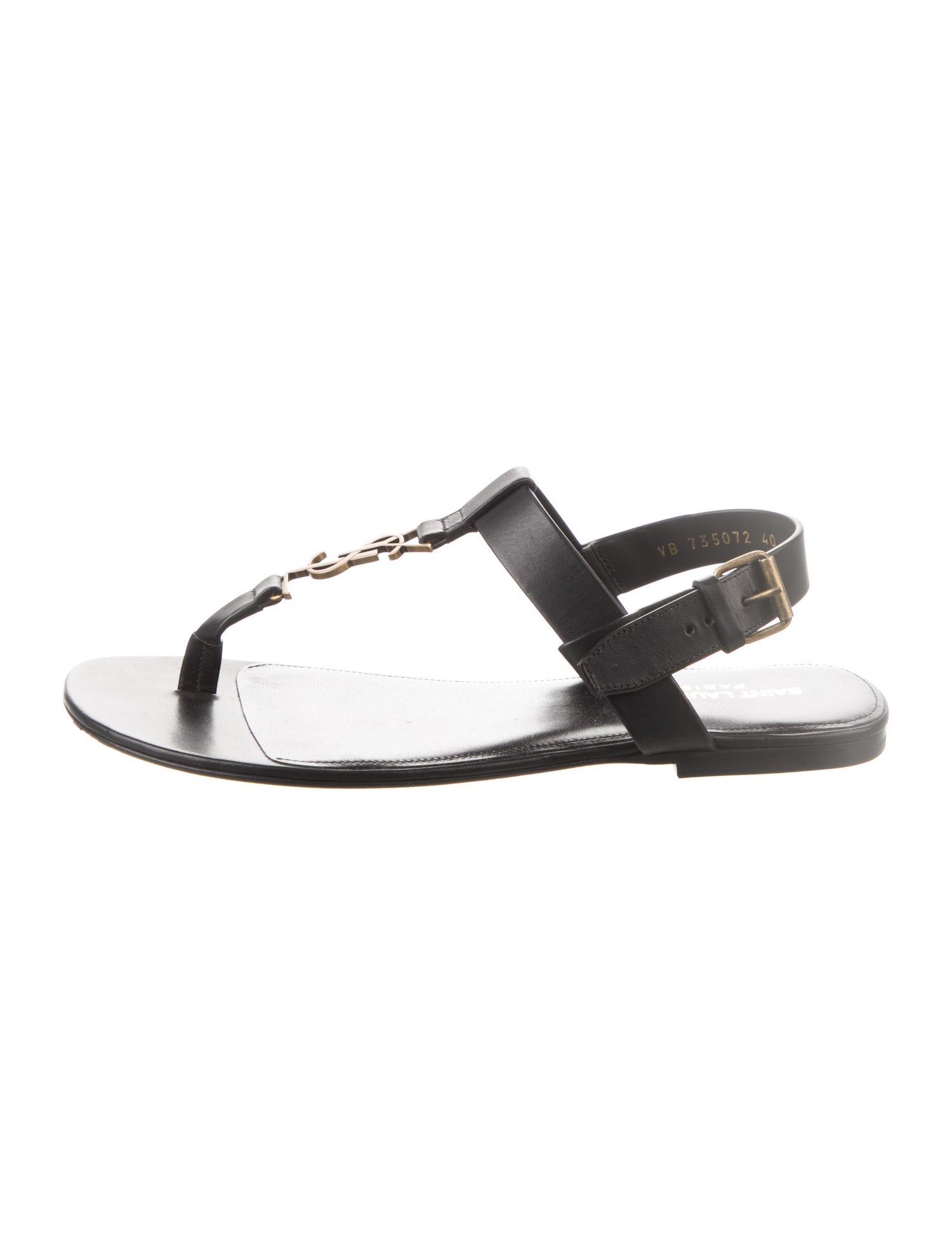 Saint Laurent Leather T-Strap Sandals