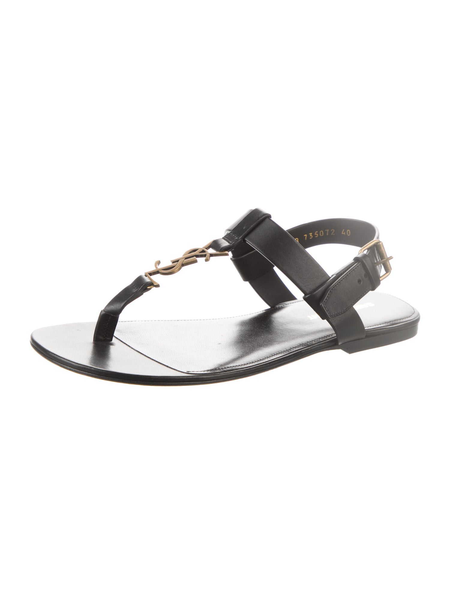 Saint Laurent Leather T-Strap Sandals