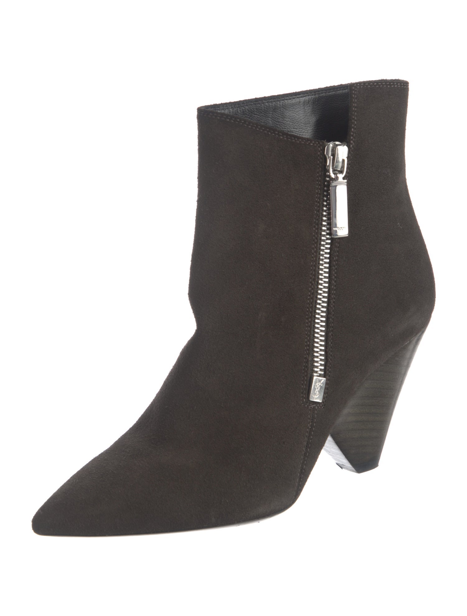 Saint Laurent Suede Leather Trim Embellishment Boots